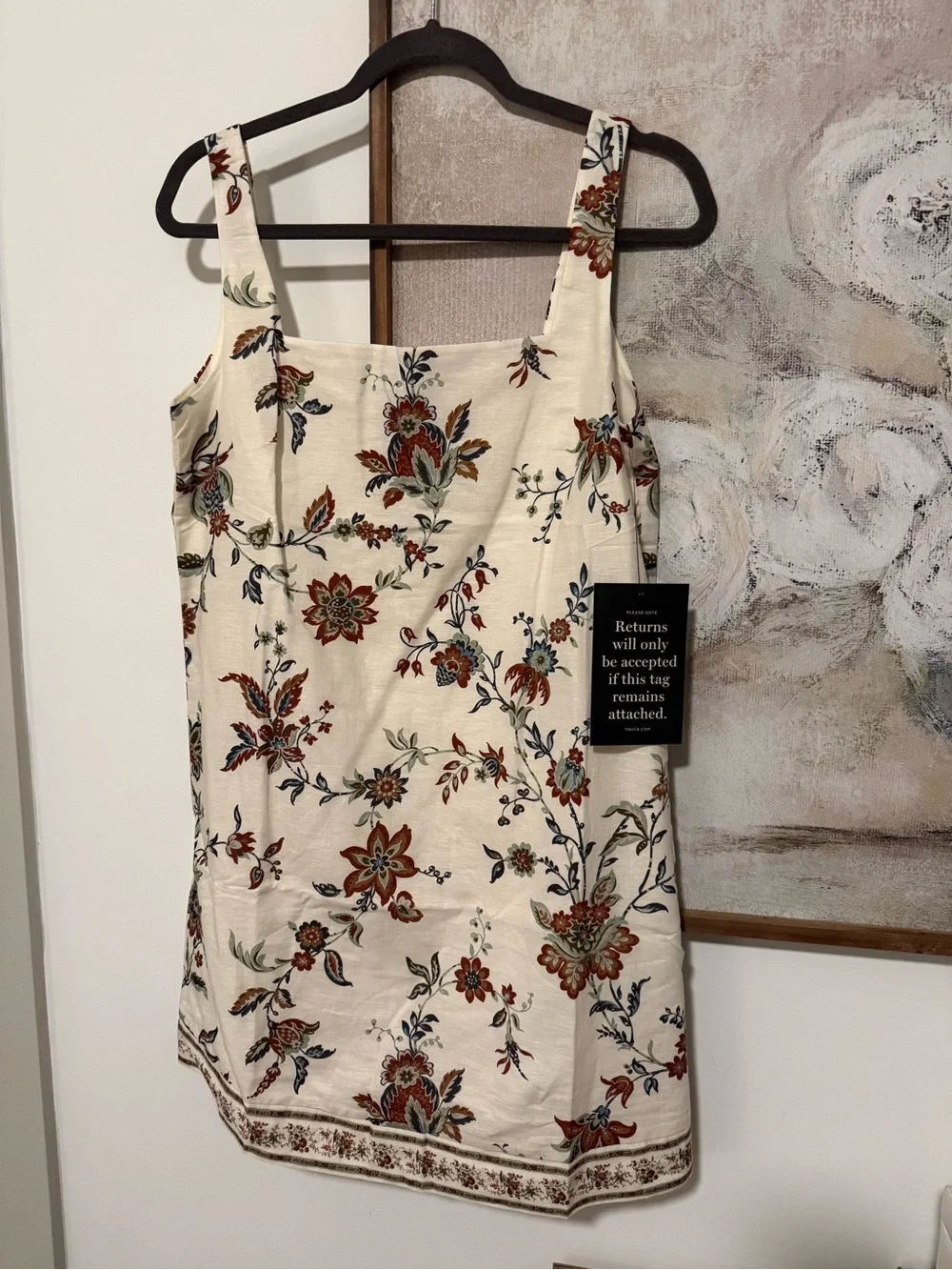 Tuckernuck Cream Floral Mini Dress with Rust and Blue Accents - Picture 1 of 2
